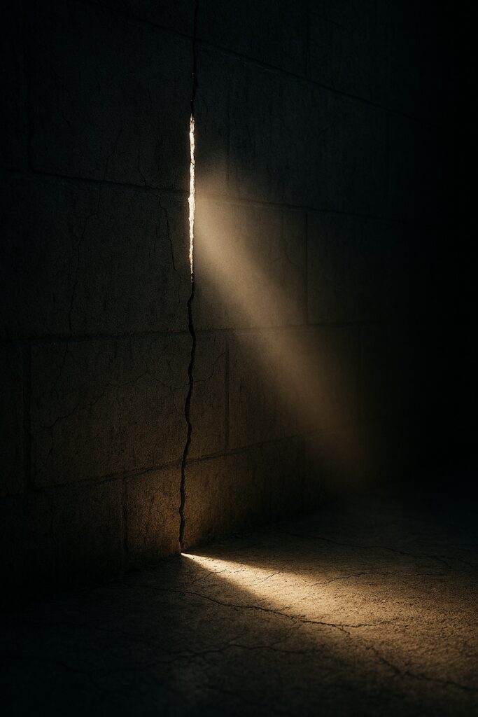 コンクリートの壁に差し込む一筋の光